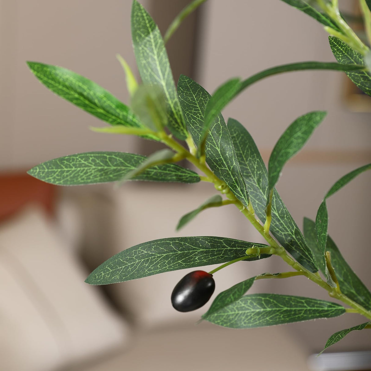 VeriNatural Artificial Olive Tree, 8FT Tall, Faux Olive Trees with Natural Wood Trunk & Lifelike Fruits, Indoor, White Tall Planter, Home Balcony Office Living Room Decor