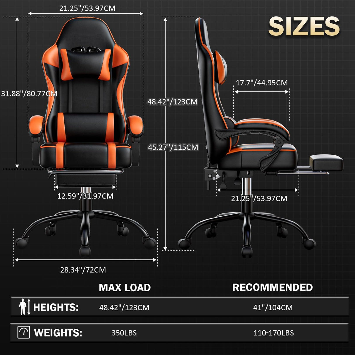 Ergonomic Gaming Chair with Footrest and Lumbar Support
