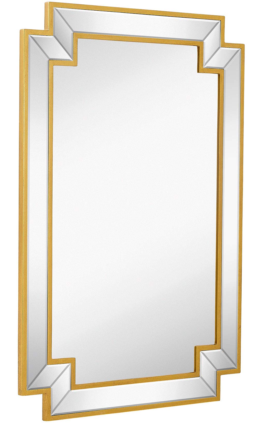 24x36 Inch Gold Corner Cut Frame Beveled Mirrors for Wall | Large Rectangular Bathroom