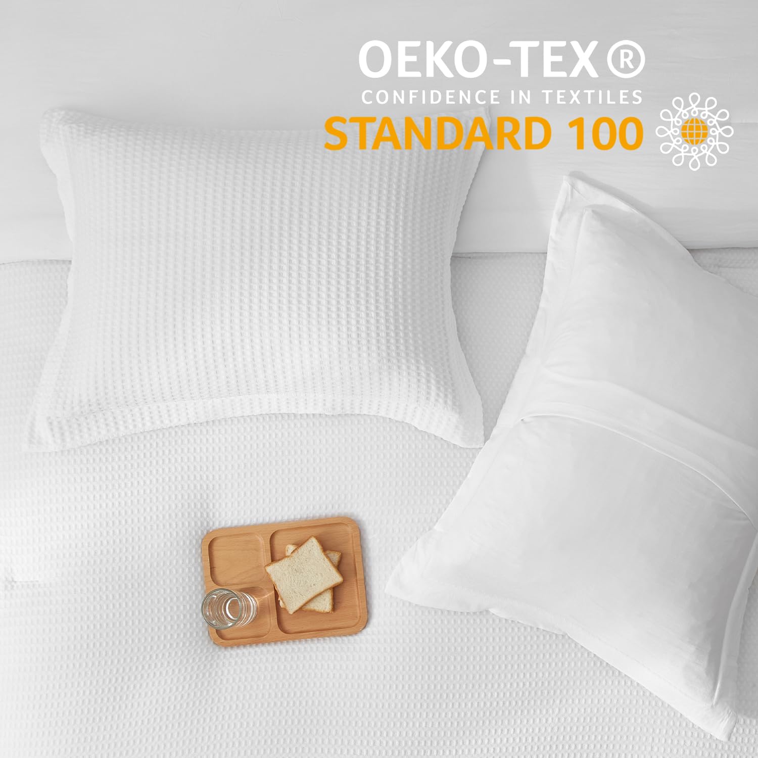 Waffle Comforter Set Queen Size, White Soft Bedding Set for All Season