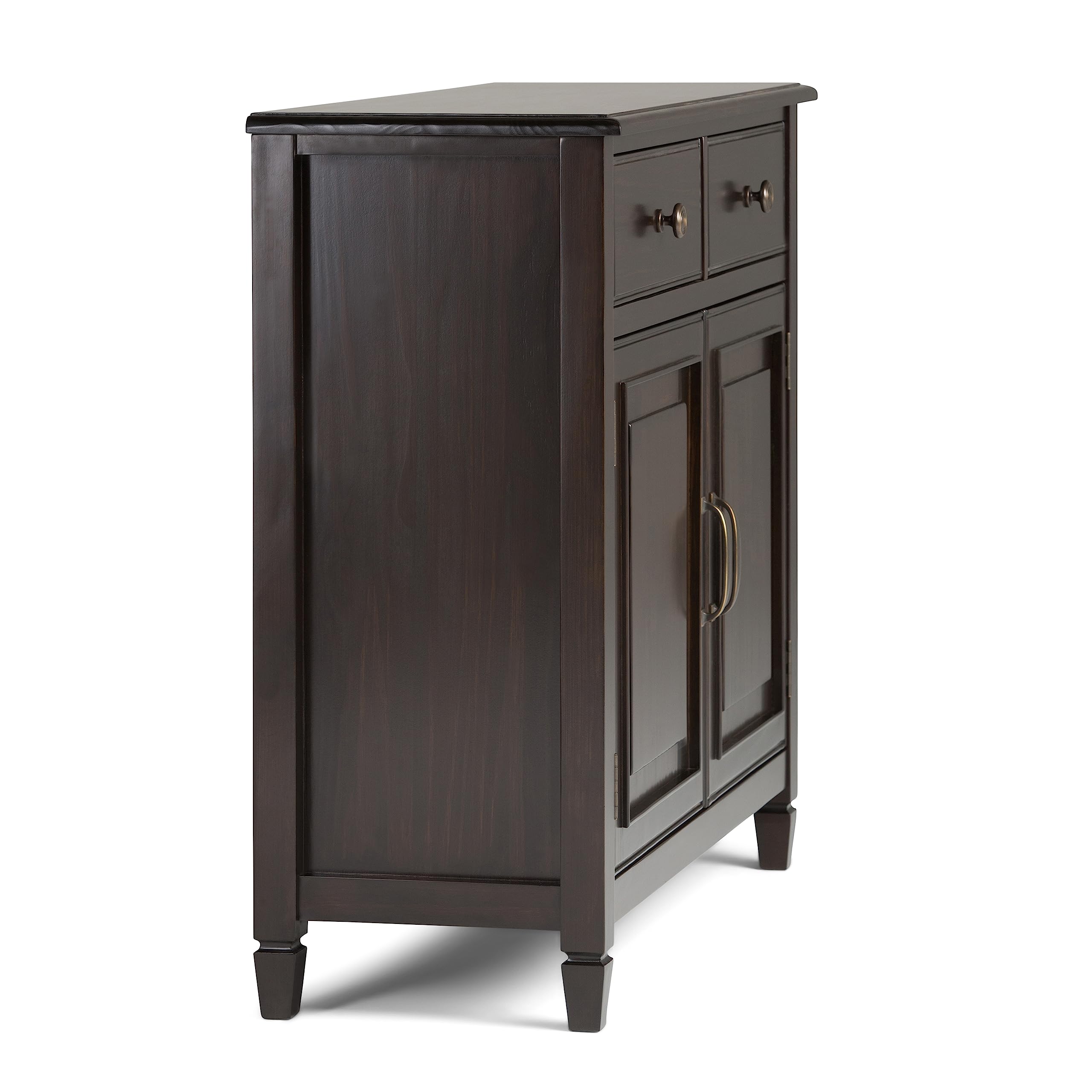 Connaught SOLID WOOD 40 Inch Wide Traditional Entryway Storage Cabinet in Dark Chestnut Brown
