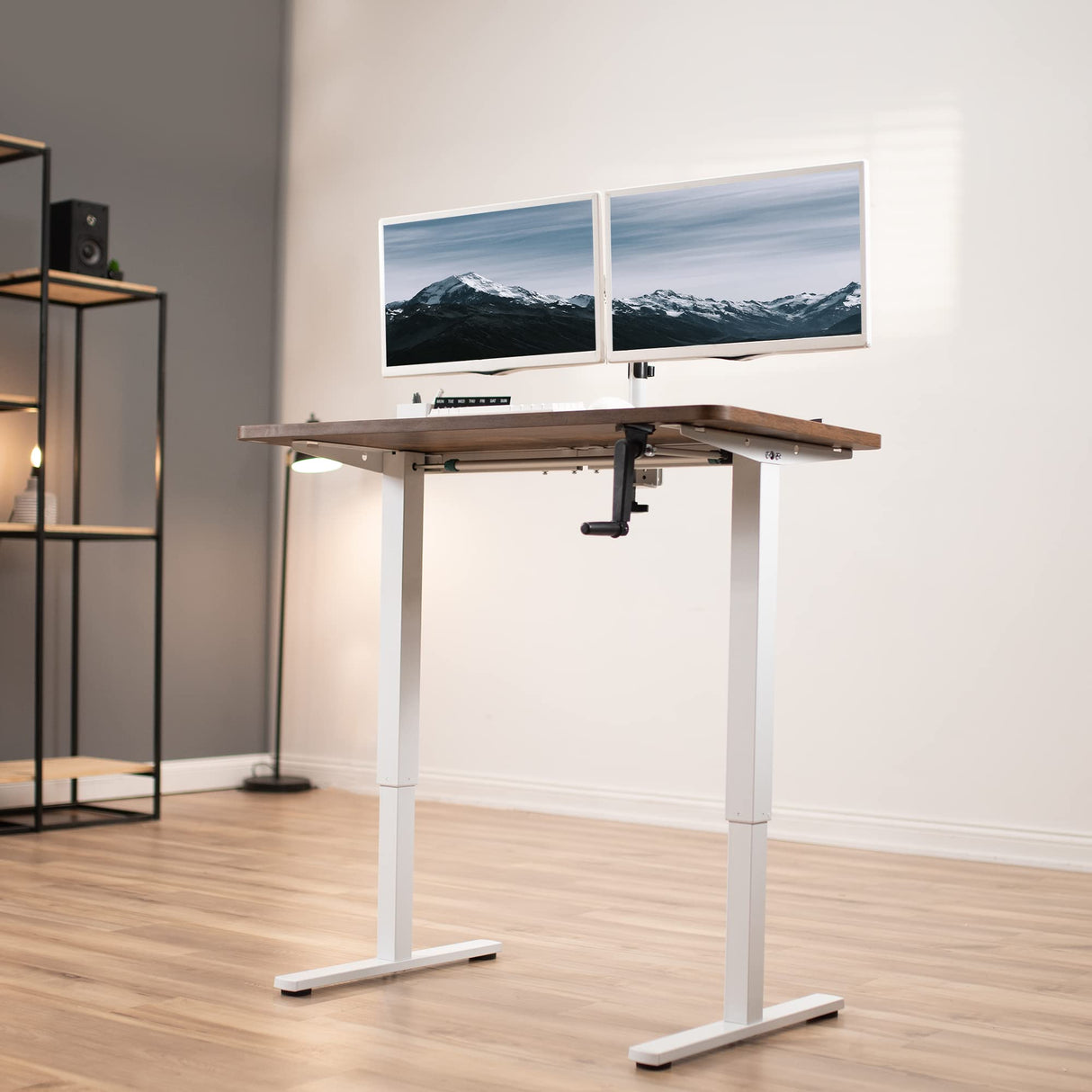 Compact Hand Crank Stand Up Desk Frame for 35 to 71 inch Table Tops