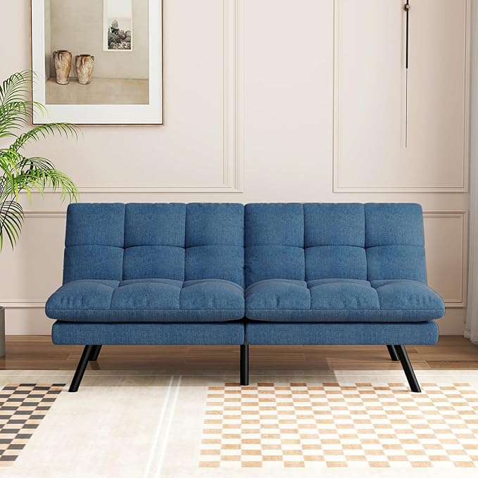 68" Futon Sofa Bed,Convertible Memory Foam Couch Bed