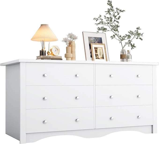 Dresser for Bedroom, 6 Drawer Dressers, Wide Storage Organizer Chest
