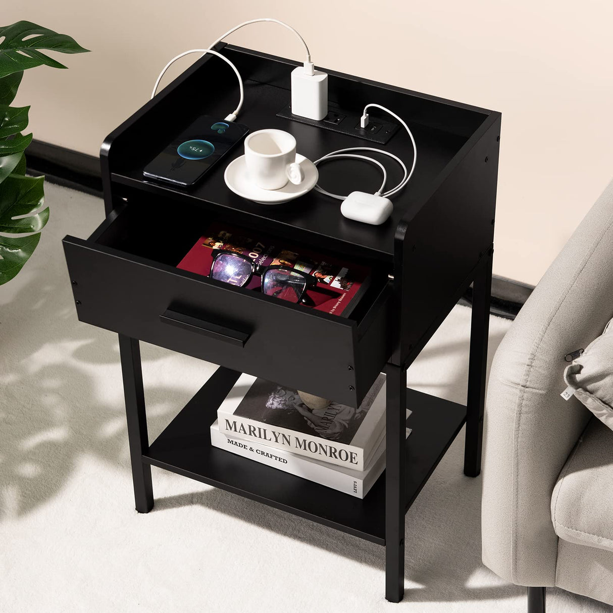 Nightstand with Charging Station