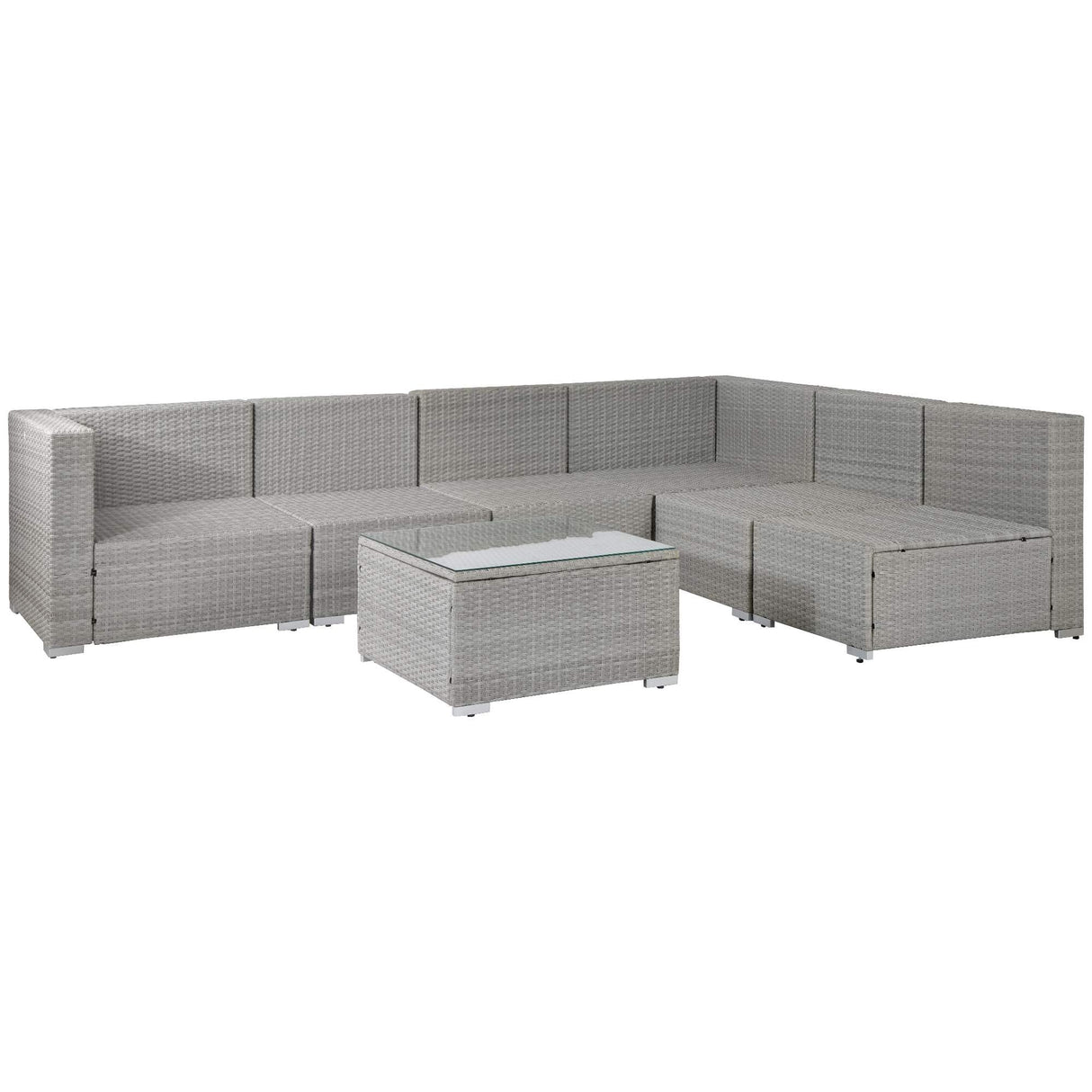 Outdoor Patio Furniture Set 7 Piece Wicker Sectional Sofa Set with Cushions and 2 Pillows