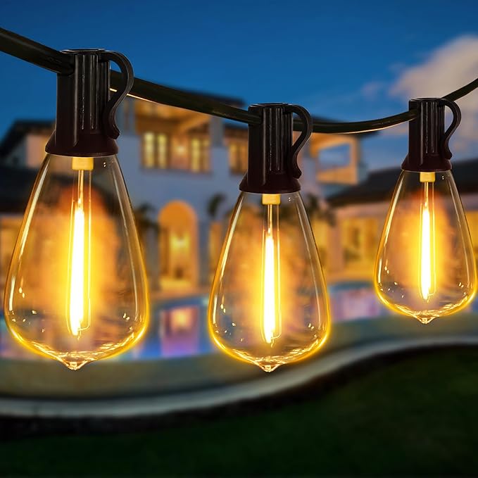 Dimmable with Remote, 100 FT Outdoor Lights with 2 Timer and 3 Mode, Waterproof &