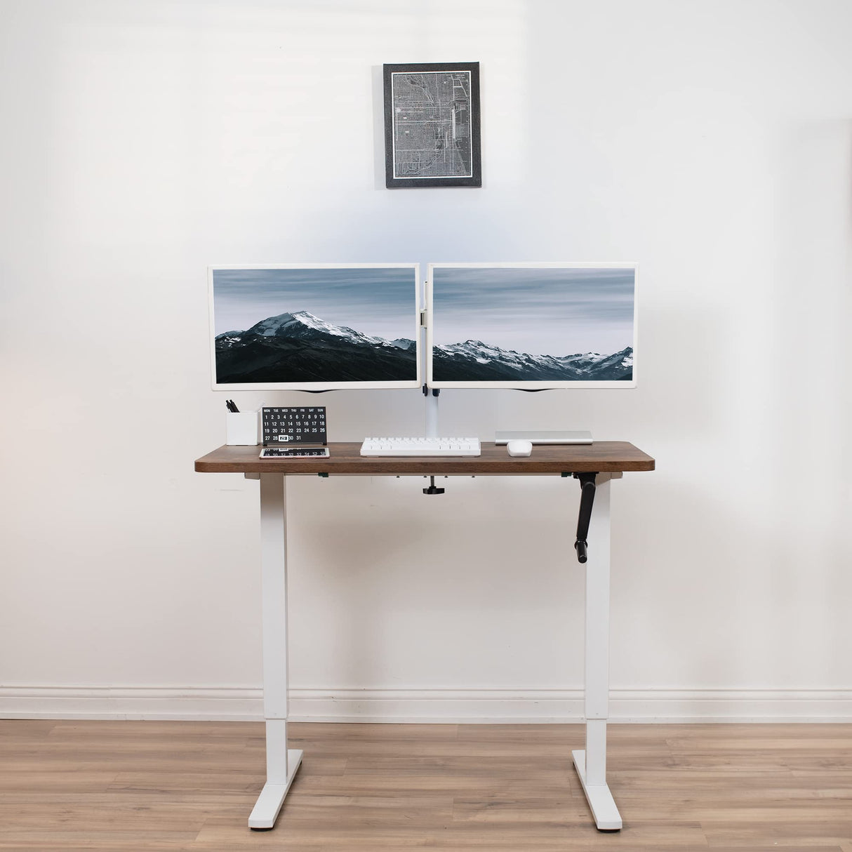 Compact Hand Crank Stand Up Desk Frame for 35 to 71 inch Table Tops