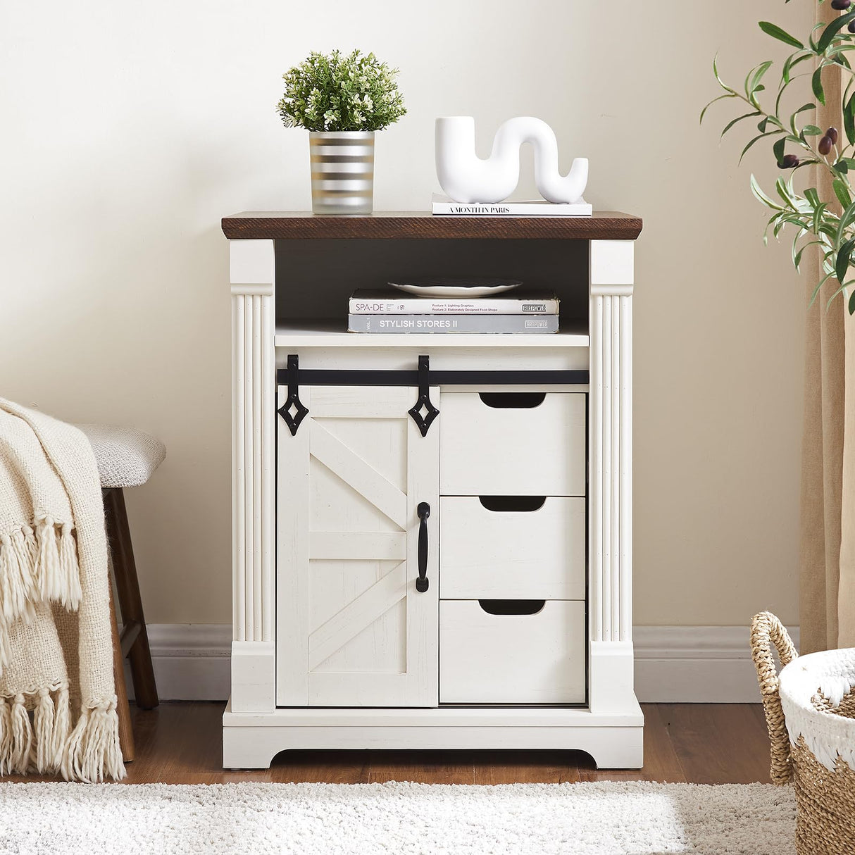 Bathroom Storage Cabinet with Sliding Barn Door, Small Storage