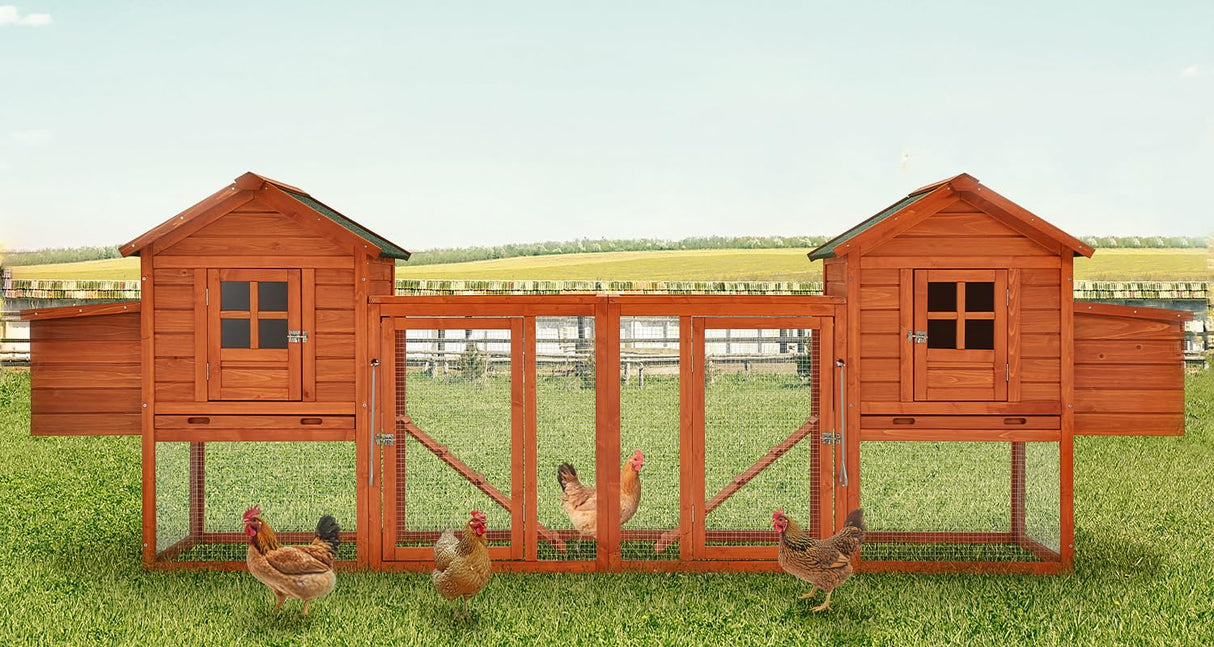 NestHaven Wooden Chicken Coop with Nesting Boxes & Pull-Out Trays