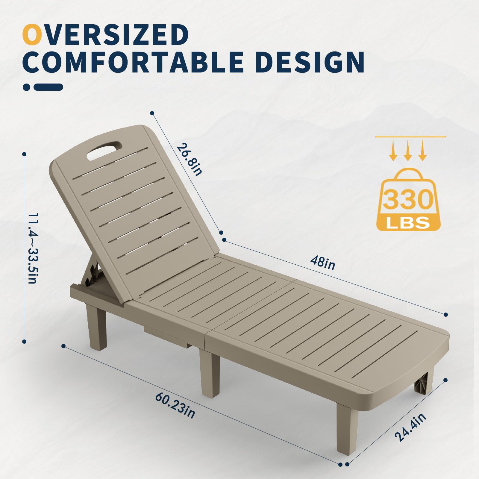Oversized Outdoor Chaise Lounge Chairs Set of 2,Patio Lounge Chair