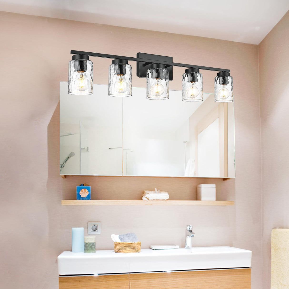 5 Light Bathroom Vanity Lighting Fixtures Farmhouse Black Wall Lamp Light