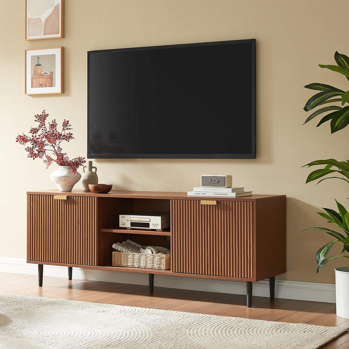 Modern TV Stand, Fluted TV Consoles for Living Room 65+ Inch TV