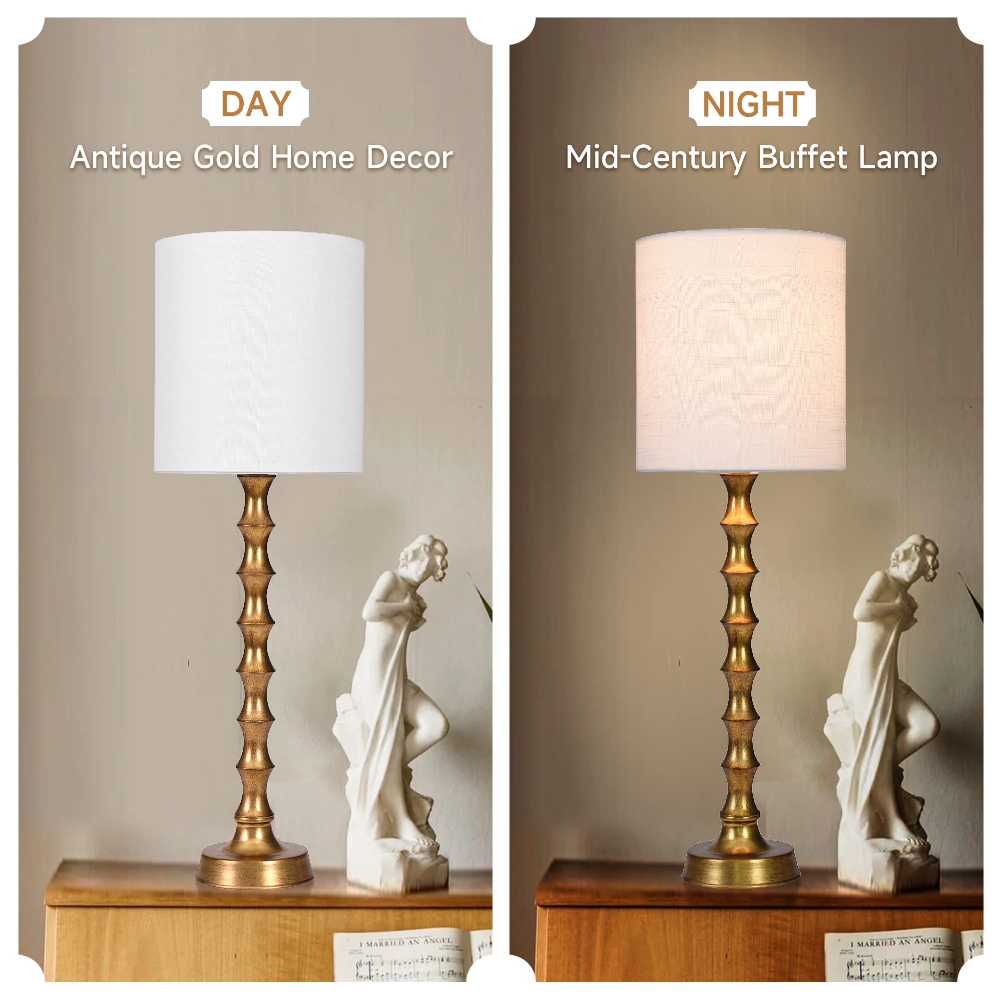 30.5" Buffet Lamps Set of 2 for Living Room, Buffet Lamps for Dining Room, Gold Lamps