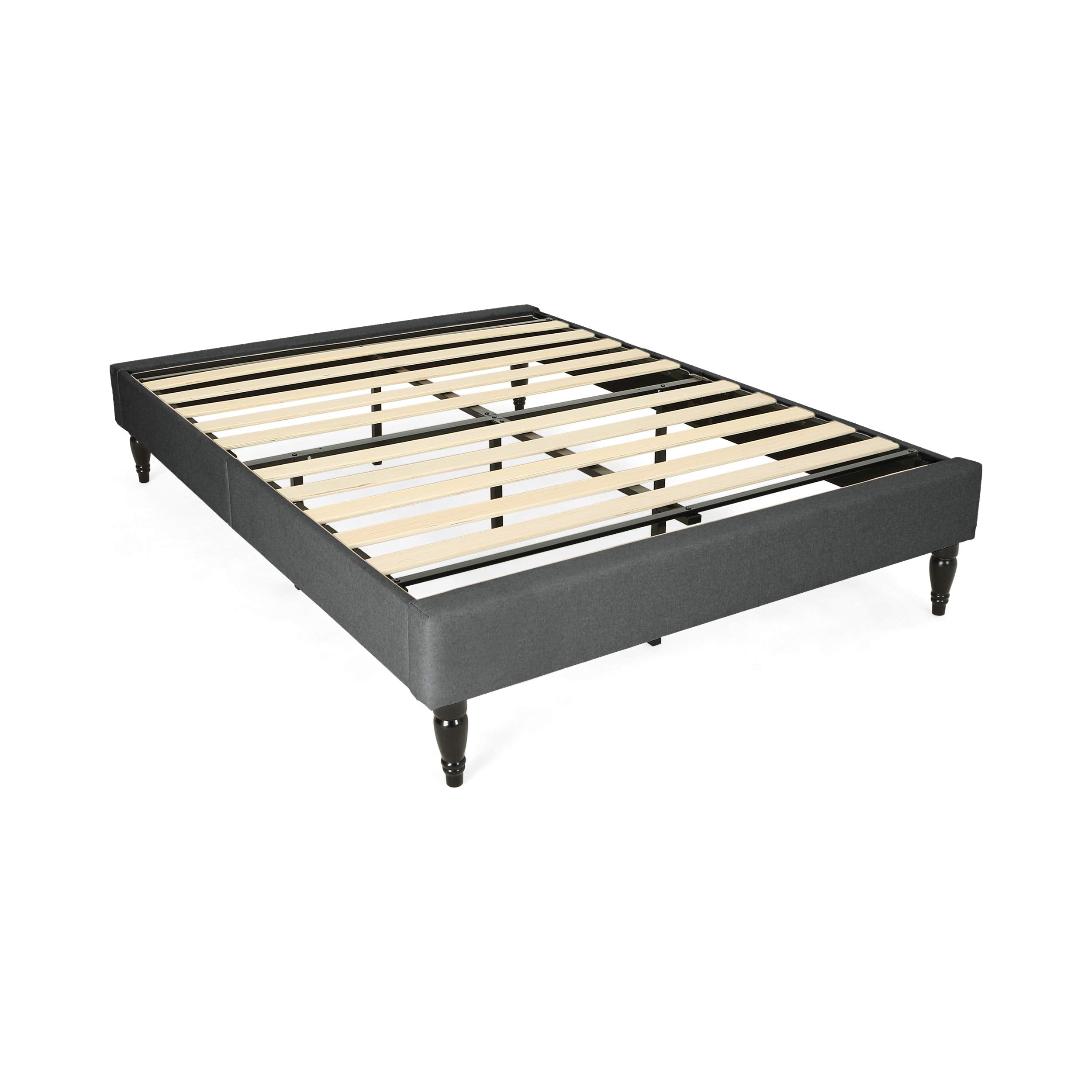 Lowe Queen-Size Bed Frame Fully-Upholstered Charcoal Gray