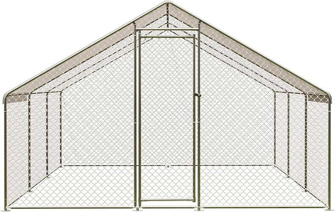 FeatherFort Metal Chicken Coop – PVC Mesh, Locking Door & UV Waterproof Roof