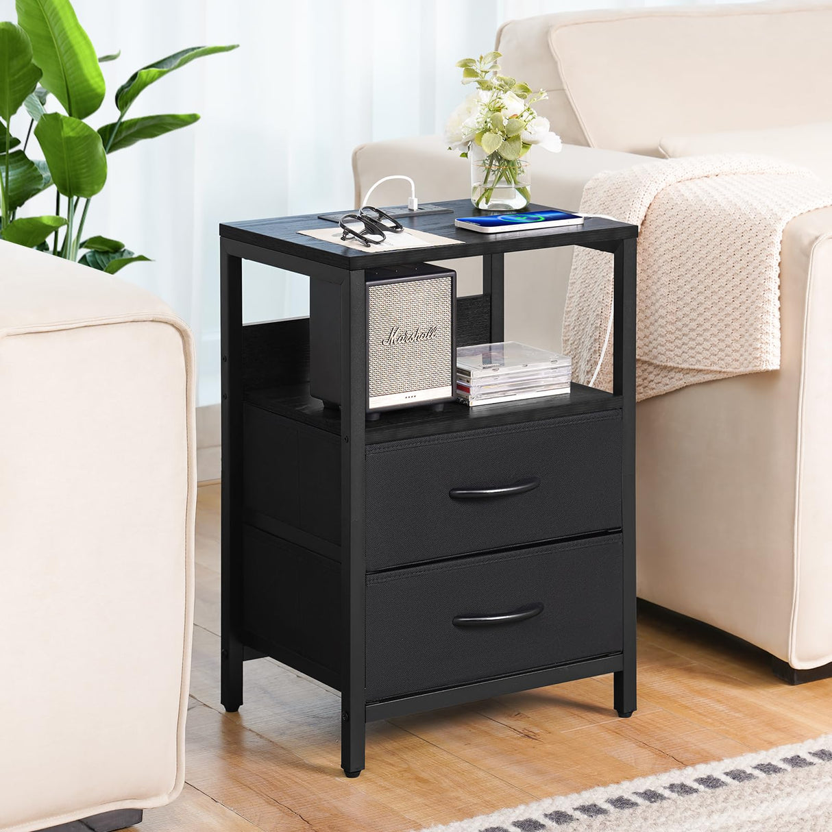 Night Stand with Fabric Drawer & Nightstand