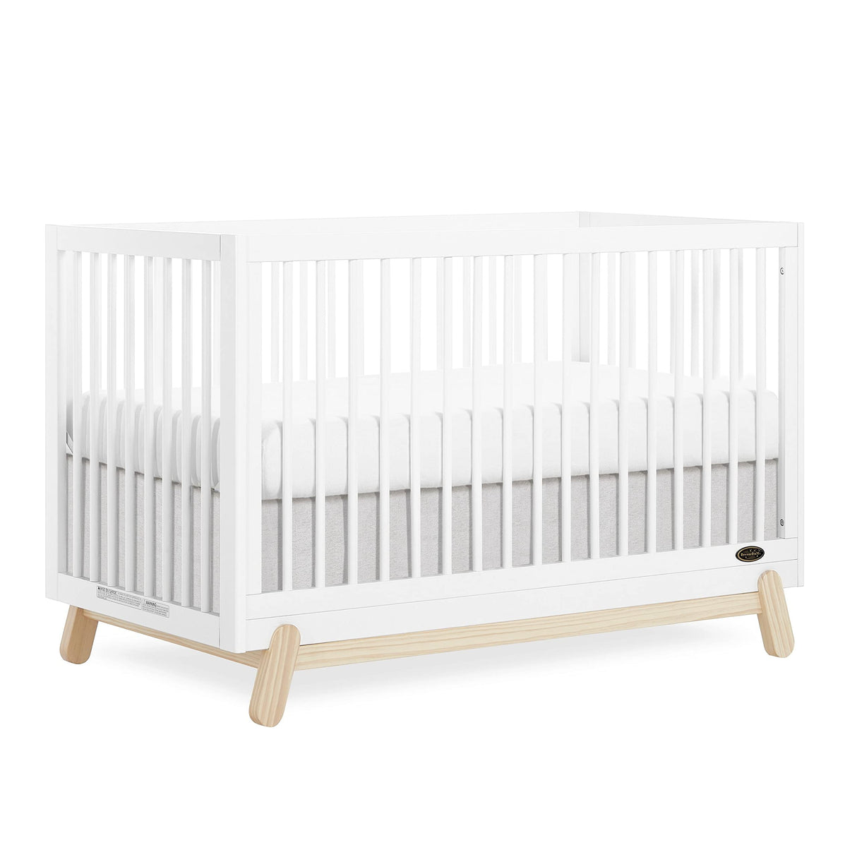 Hygge 5-in-1 Convertible Crib in Weathered Vintage Oak, JPMA & Greenguard Gold Certified, Made of Sustainable Pinewood, Easy to Clean, Safe Wooden Nursery Furniture