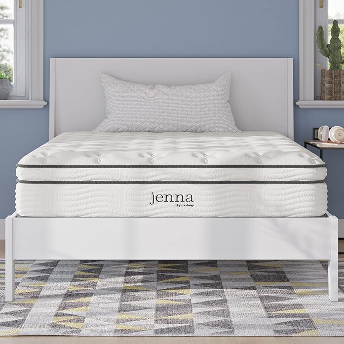 Jenna Innerspring and Foam Mattress-10-Year Warranty, Queen, White
