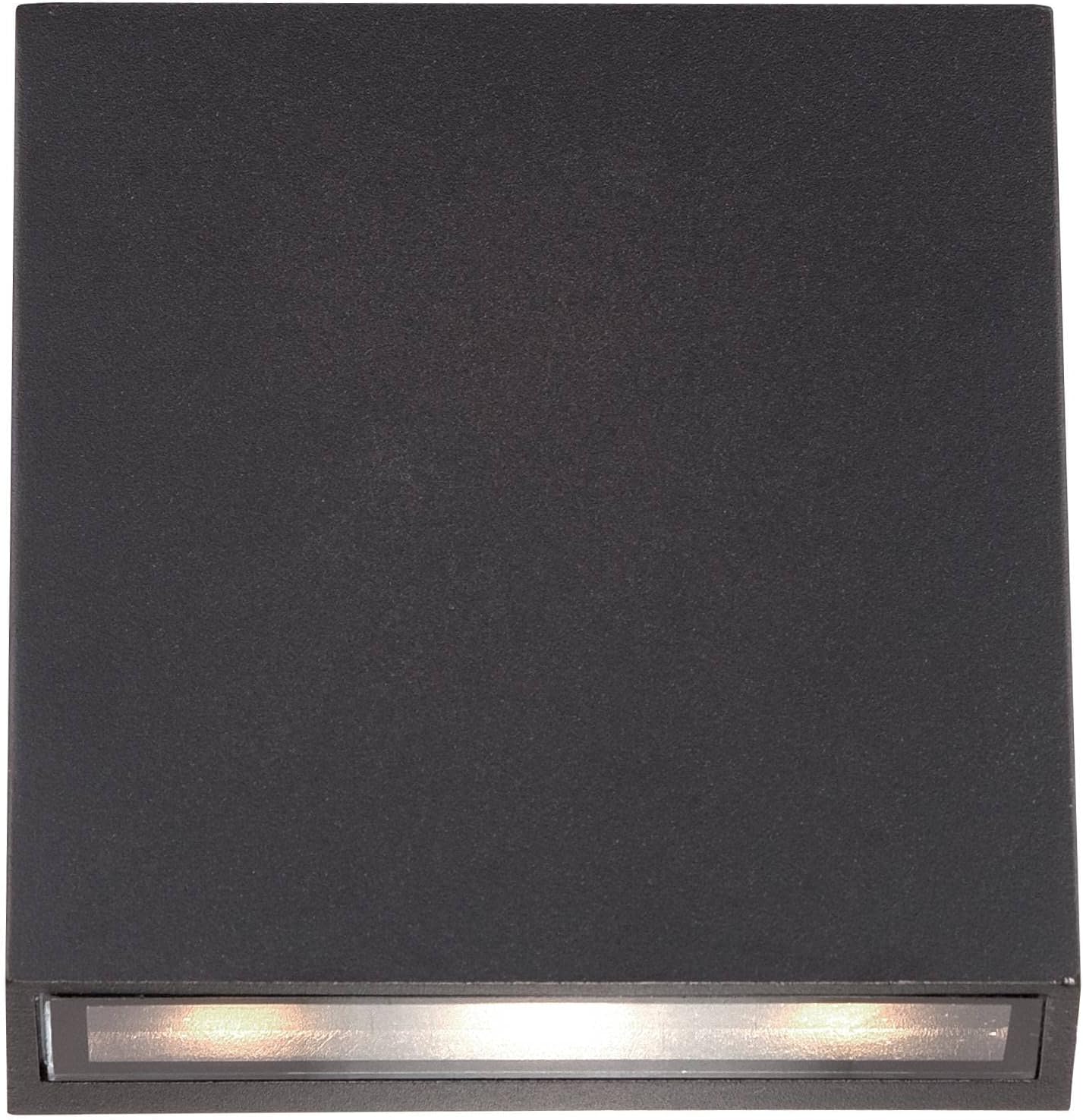 Possini Euro Design Stanford Modern Outdoor Wall Lights Set of 2 Black Metal LED Downlight 5 1/2" Tempered Glass for Exterior House Porch Patio Outside Deck Garage Yard Front Door Garden Home