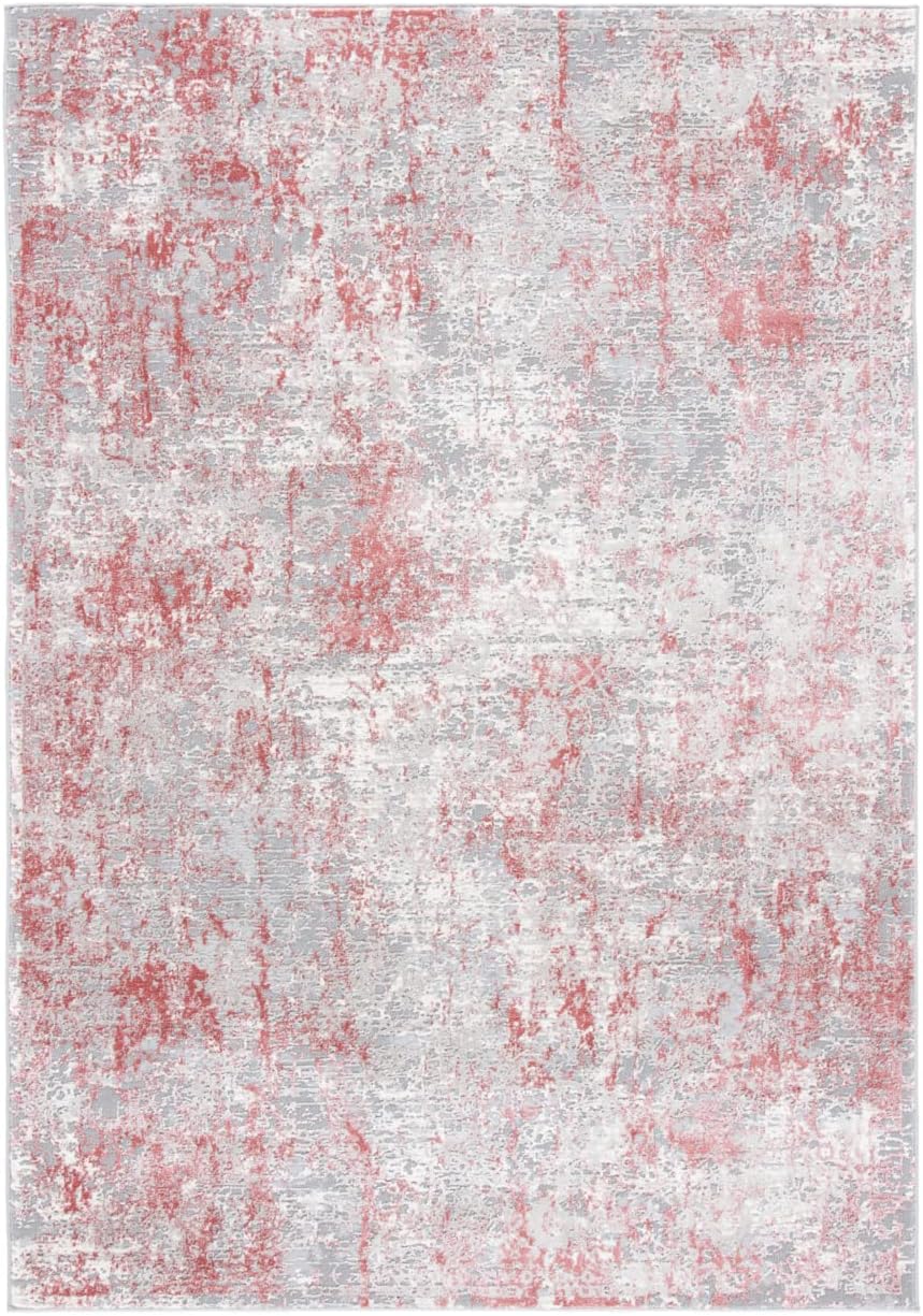 Meadow Collection Accent Rug - 2' x 5', Grey & Pink, Modern Abstract Design