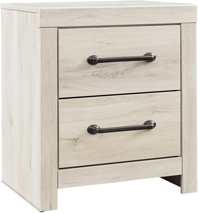 Cambeck Farmhouse Industrial 2 Drawer Two Drawer Nightstand with 2 Slim-Profile