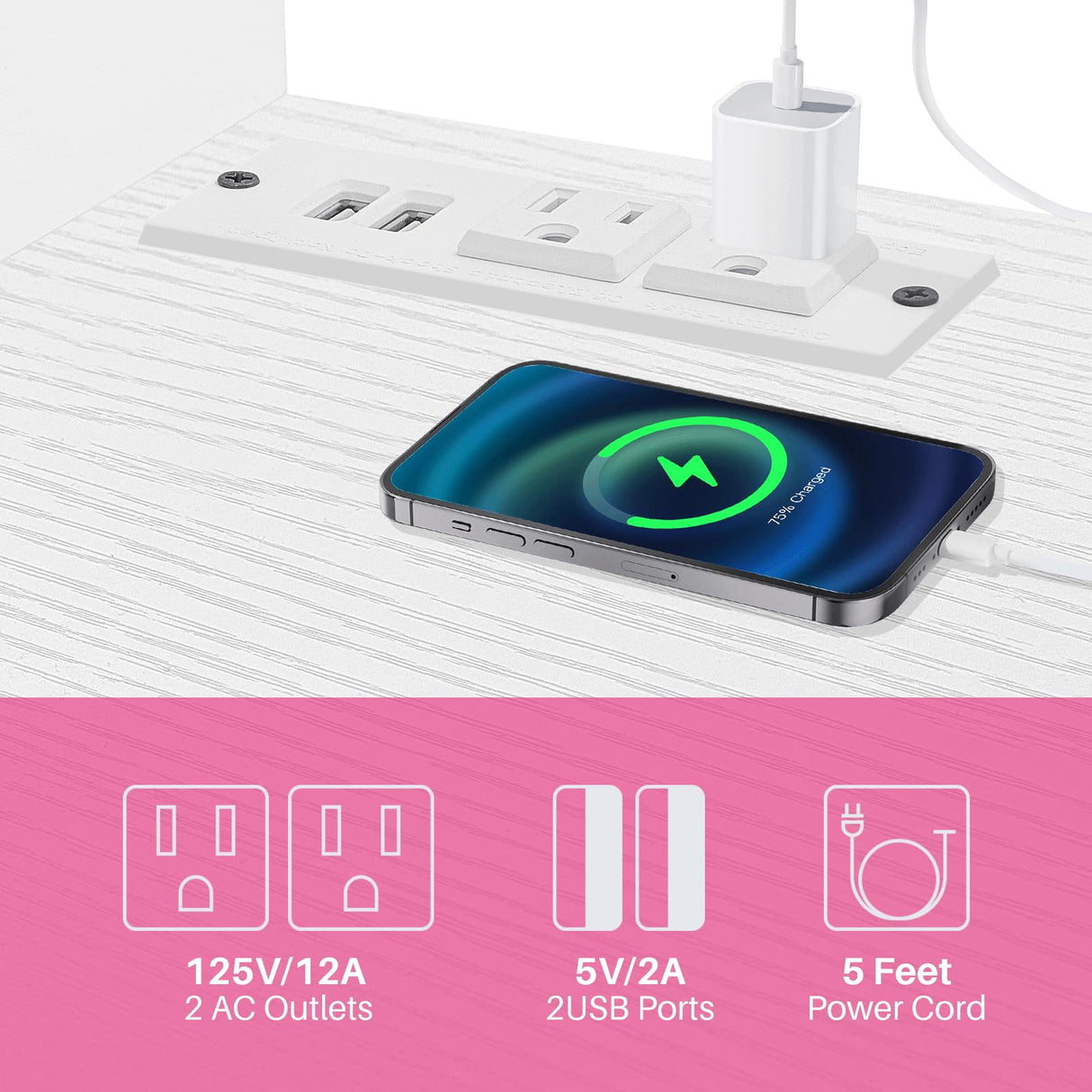 Farmhouse TV Console, Entertainment Center with Power Outlets for TVs up to 65 Inch,