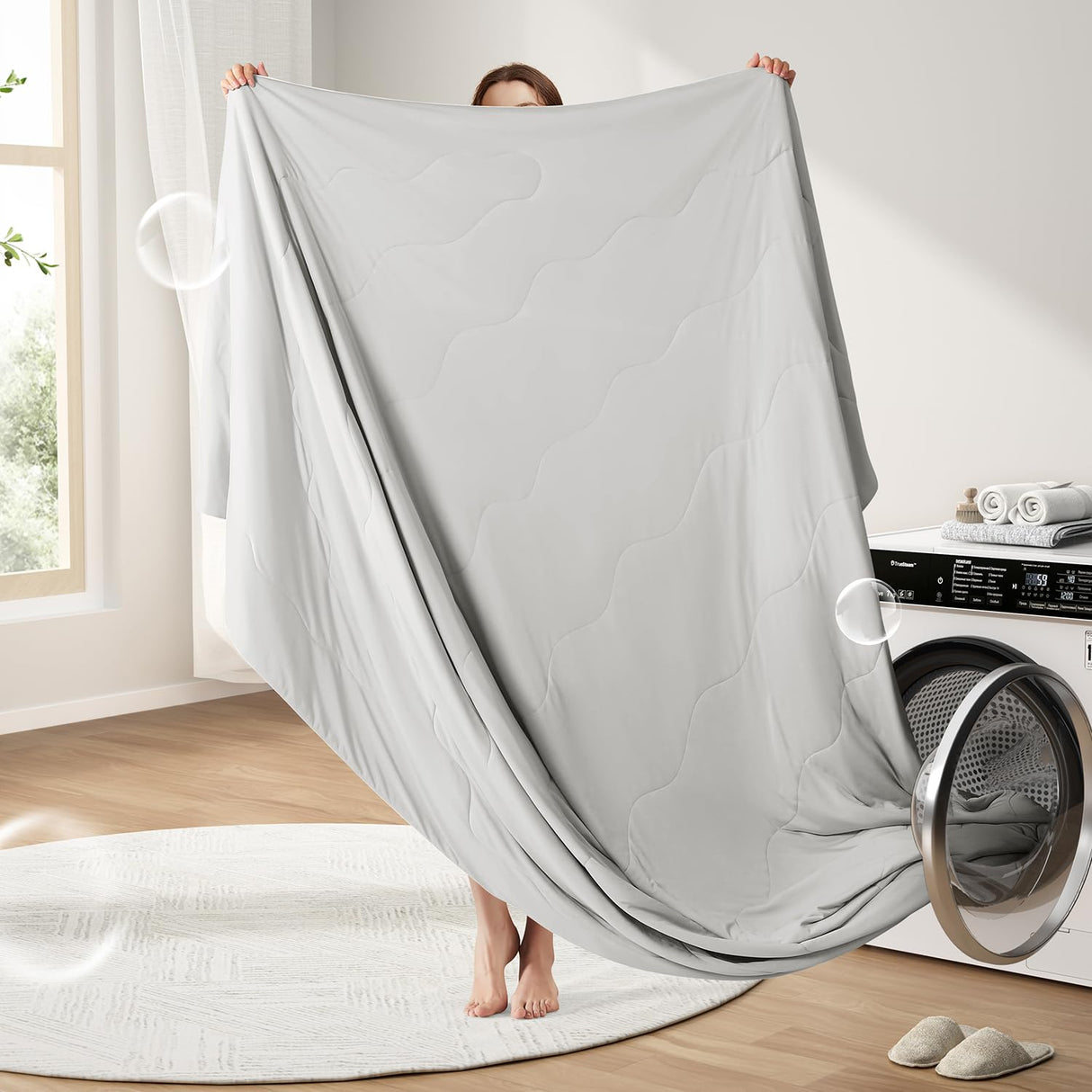 Cooling Comforter King, Cold Touch Fabric Absorbs Body Heat