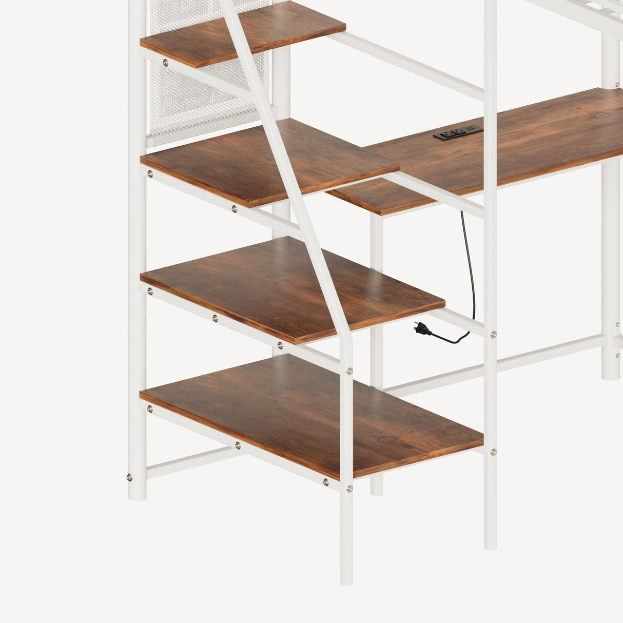 Twin Loft Bed with Desk, Charging Station, LED Lights & Storage – Perfect for Teen Bedrooms,