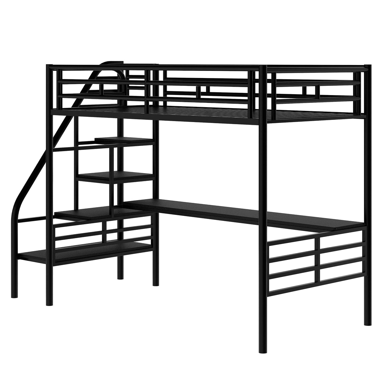 Frame for Boys Girls Kids Adults Toddler with Desk, No Box Spring Needed,Twin,Black