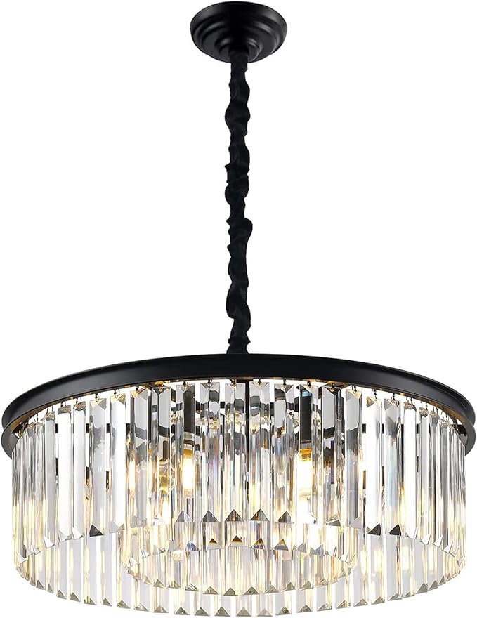 Black Modern Crystal Chandelier Lighting K9 Crystal Round Chandelier