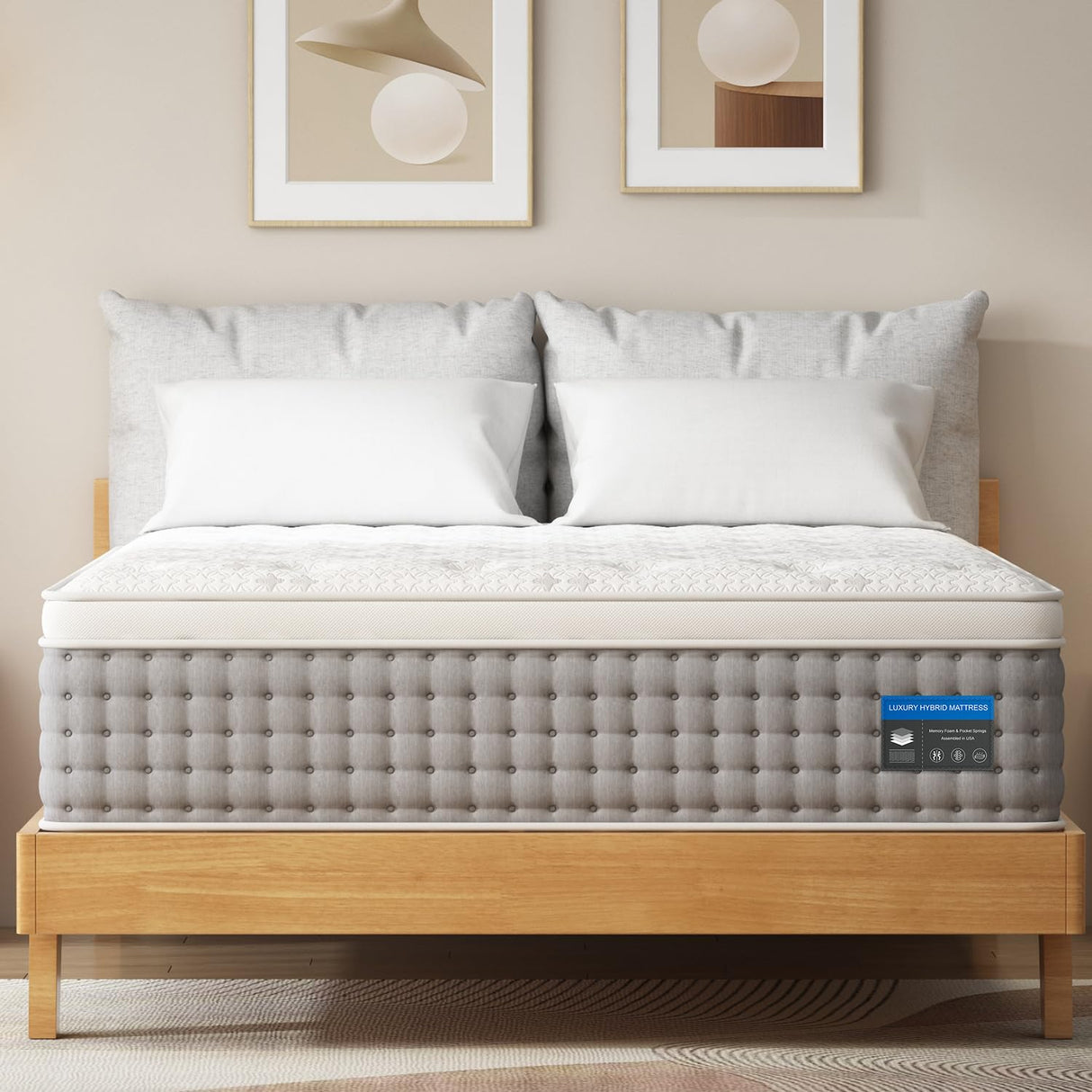 Queen Size Mattress 14 Inch, Innerspring Hybrid Mattress with Gel Memory Foam