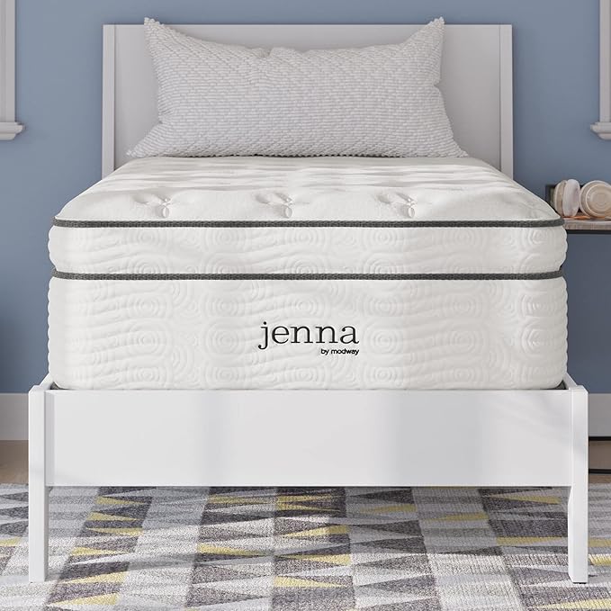 Jenna Innerspring and Foam Mattress-10-Year Warranty, Queen, White