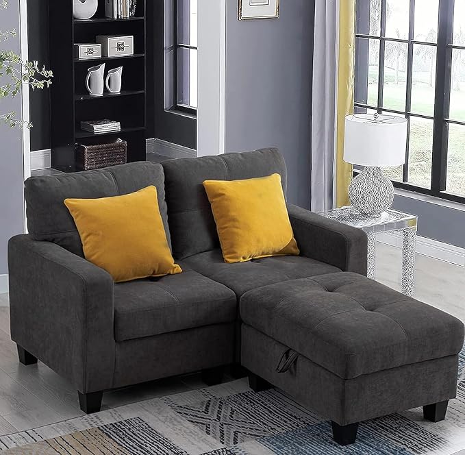 Modular Sofa Couch 4 Seat Sectional with Storage Ottoman