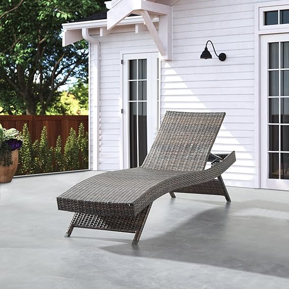 79'' Long Reclining Chaise Lounge Set (Set of 2),Outdoor Wicker Chair