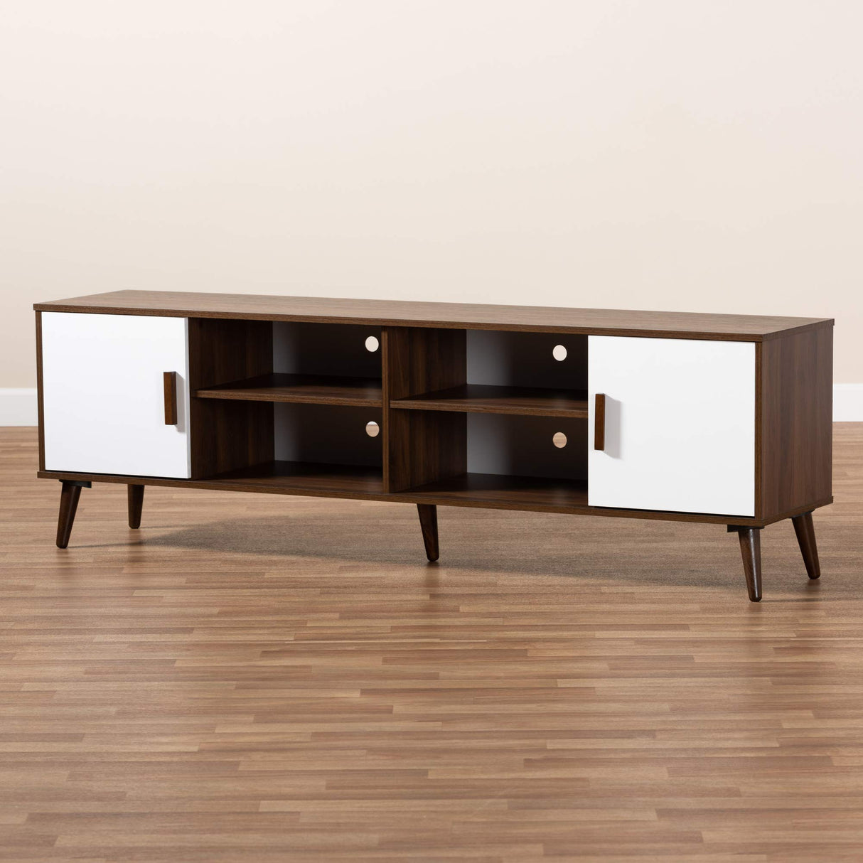 TV Stands, One Size, Walnut/White