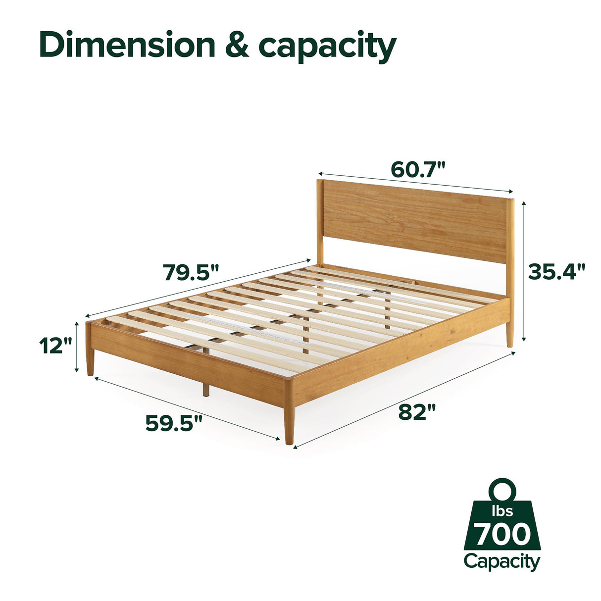 Allen Mid Century Wood Platform Bed Frame - Queen