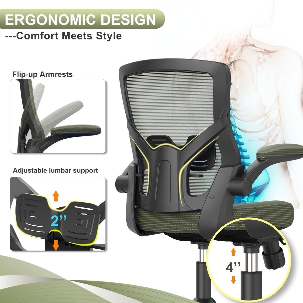 High Back Ergonomic Office Chair with Lumbar Support