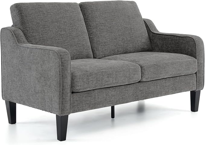 53" Love Seat Couches, 2 Seater Loveseat Mid Century Modern Sofa Couch Soft Chenille