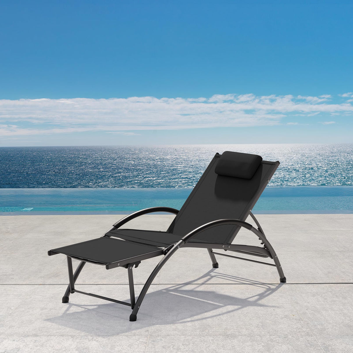 Chaise Lounge Chair Outdoor, Patio Lounge Chairs with Adjustable 5-Position Recliner