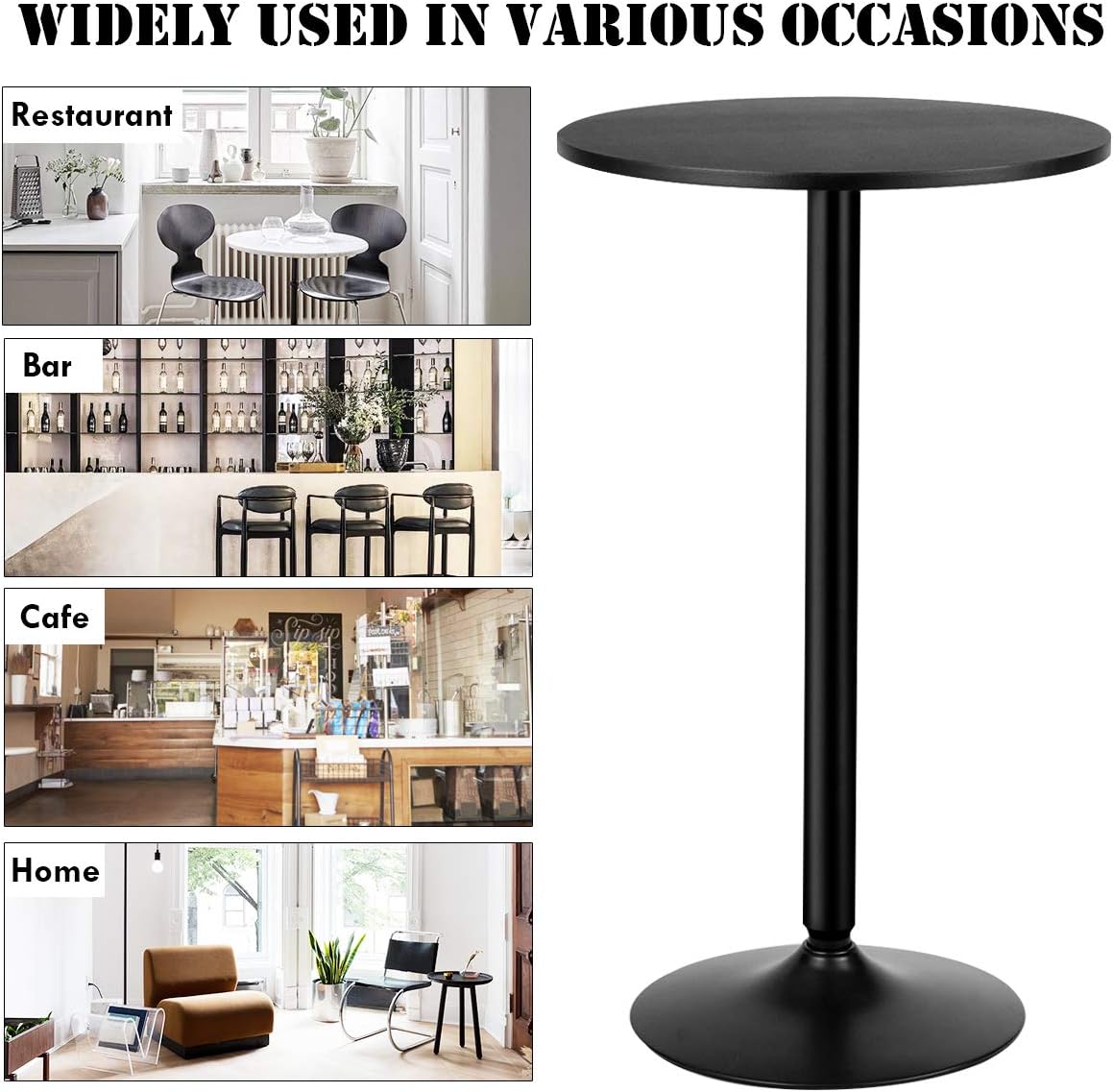 40-Inch Height Modern Style Round Top Standing Circular Cocktail Table Suitable