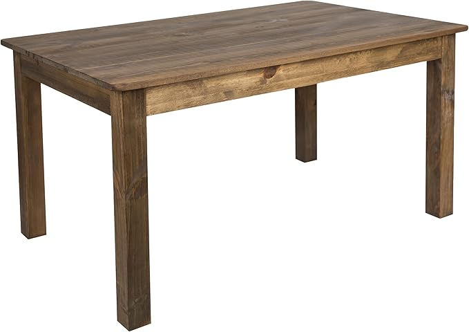 60" x 38" Rectangular Rustic Solid Pine Restaurant Table - Antique Farmhouse Dining Table