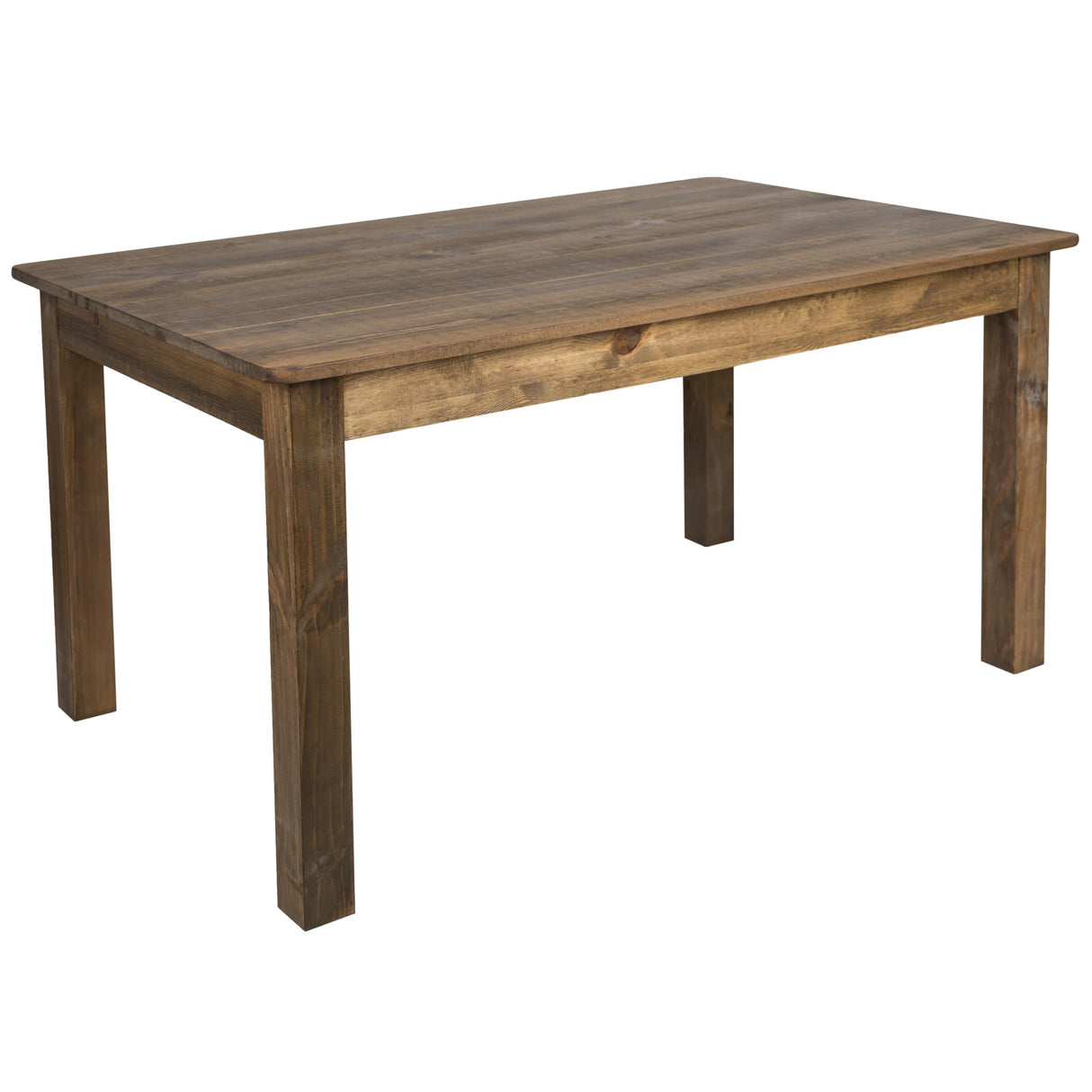 60" x 38" Rectangular Rustic Solid Pine Restaurant Table - Antique Farmhouse Dining Table