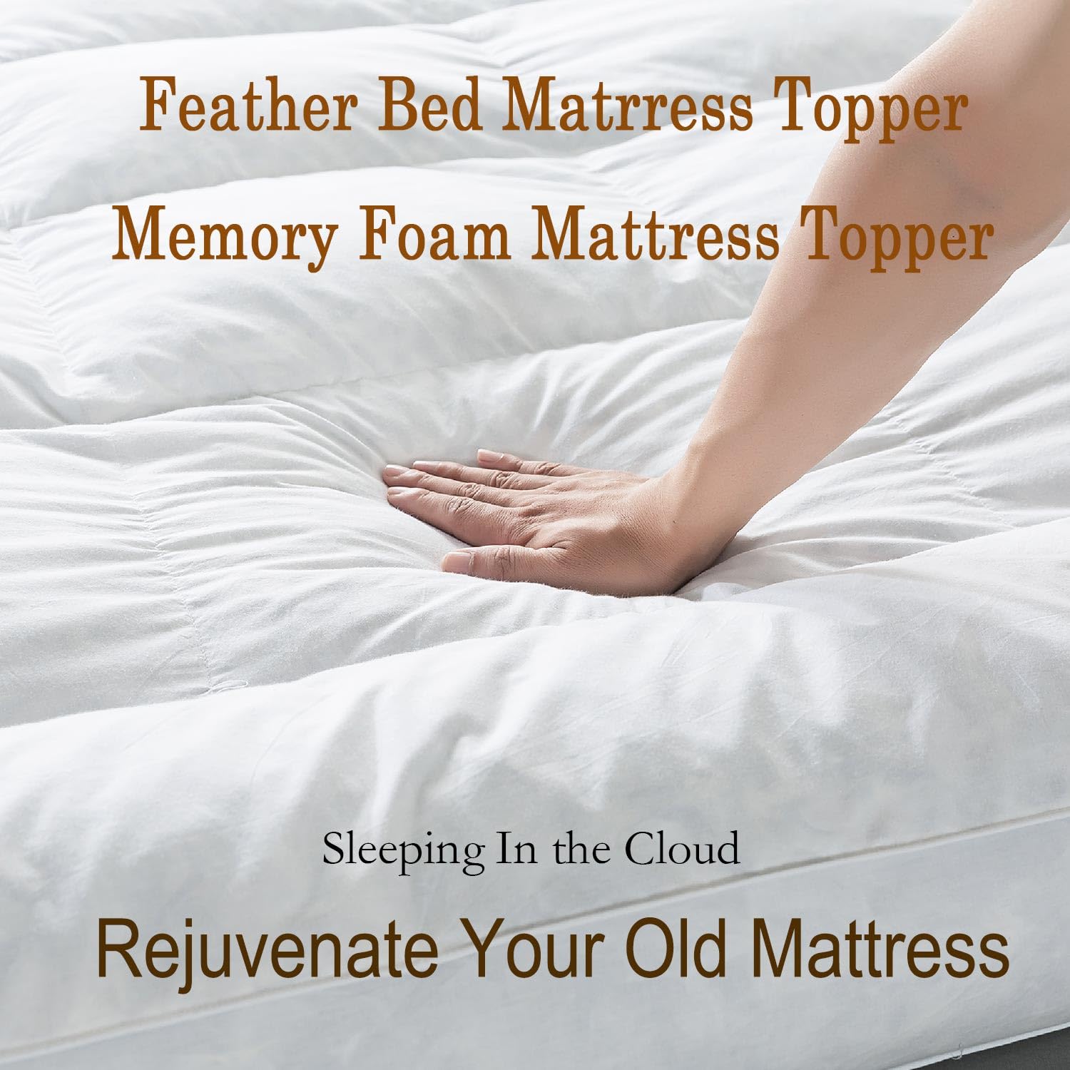 5 Inch Duck Feather Bed King Size, 100% Cotton Extra Thick Mattress Topper