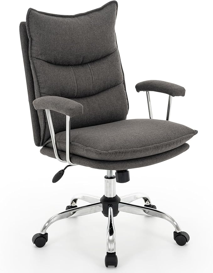 Office Chair with Padded Armrests, Premium Double Cushion, 360° Swivel High Back Ergonomic Computer Task Chair for Home Study&Meeting(Yellow)