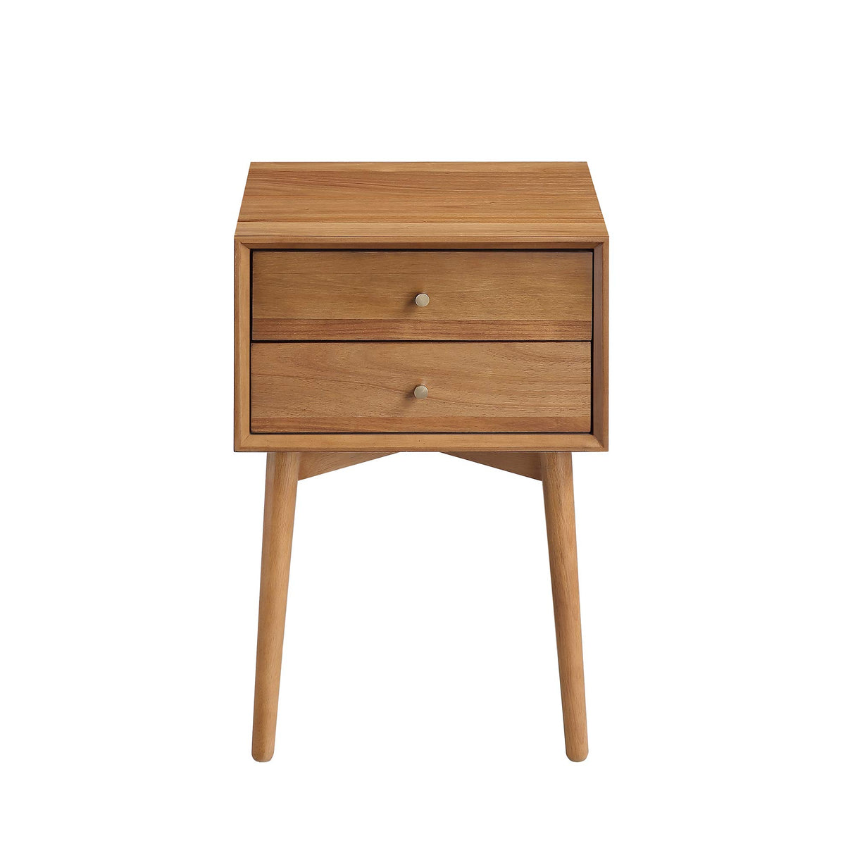 32704 Harper Mid-Century Oak Wood Nightstand with 2-Drawers, Small Side End Table