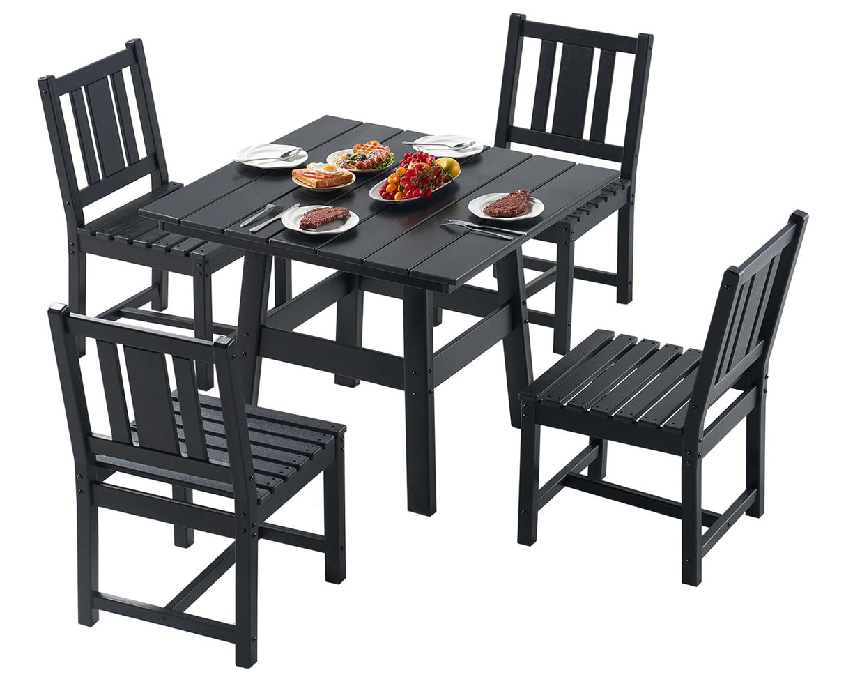 5 PCS Outdoor Dining Set with 4 Chairs, 36.8'' HDPE Outdoor Table and Chairs