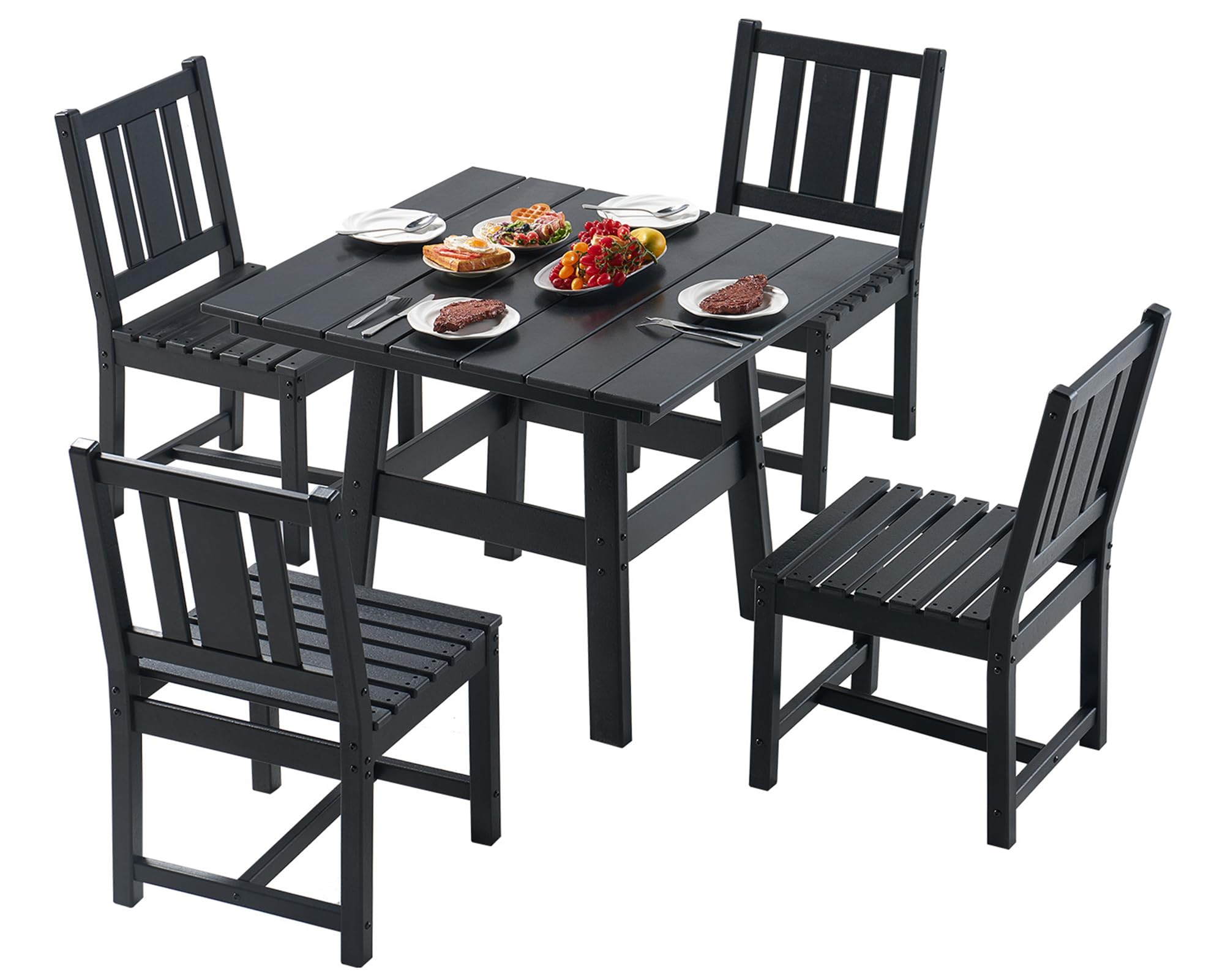 5 PCS Outdoor Dining Set with 4 Chairs, 36.8'' HDPE Outdoor Table and Chairs