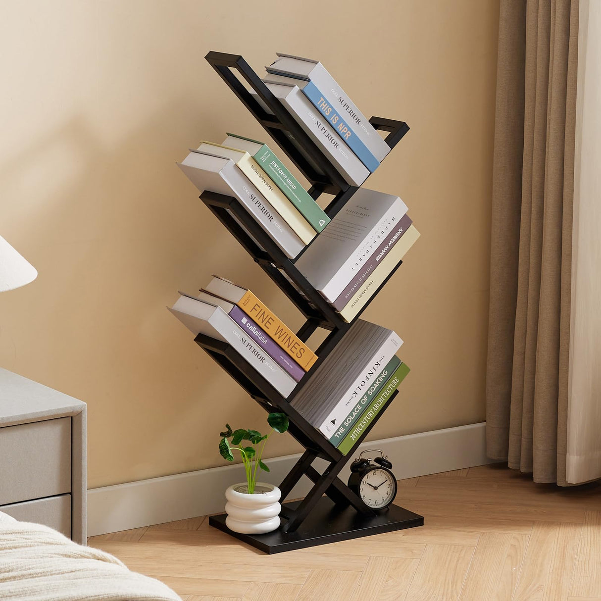 5 Tier Tree Bookshelf, Wisdom Tree Bookshelf, Modern Corner Book Shelfe