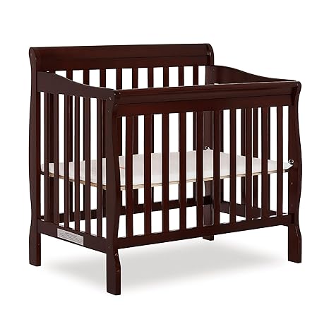 Aden 4-in-1 Convertible Mini Crib In Black, Greenguard Gold Certified, Non-Toxic Finish